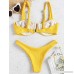 ZAFUL Womens Ribbed Knit Bikini Set with Underwire Spaghetti Strap Two Pieces Swimsuit Bathing Suit Yellow B07MR5YMNG